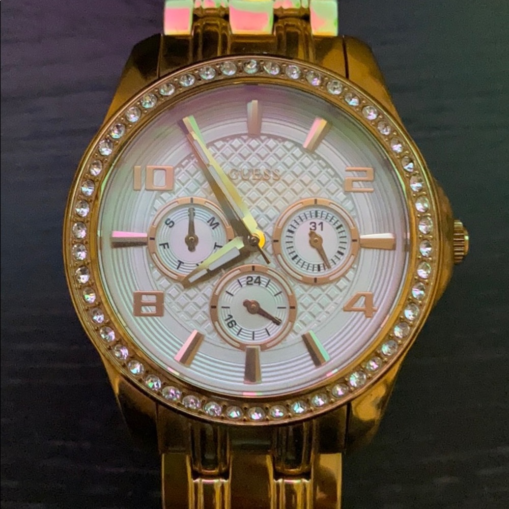 Guess gold watch with diamonds